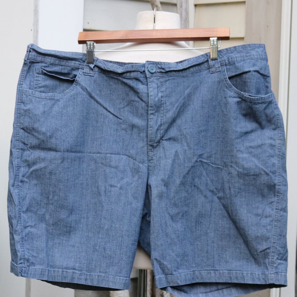 Riders by Lee Plus Size Blue Chambray Cotton Blend Shorts Sz 26W